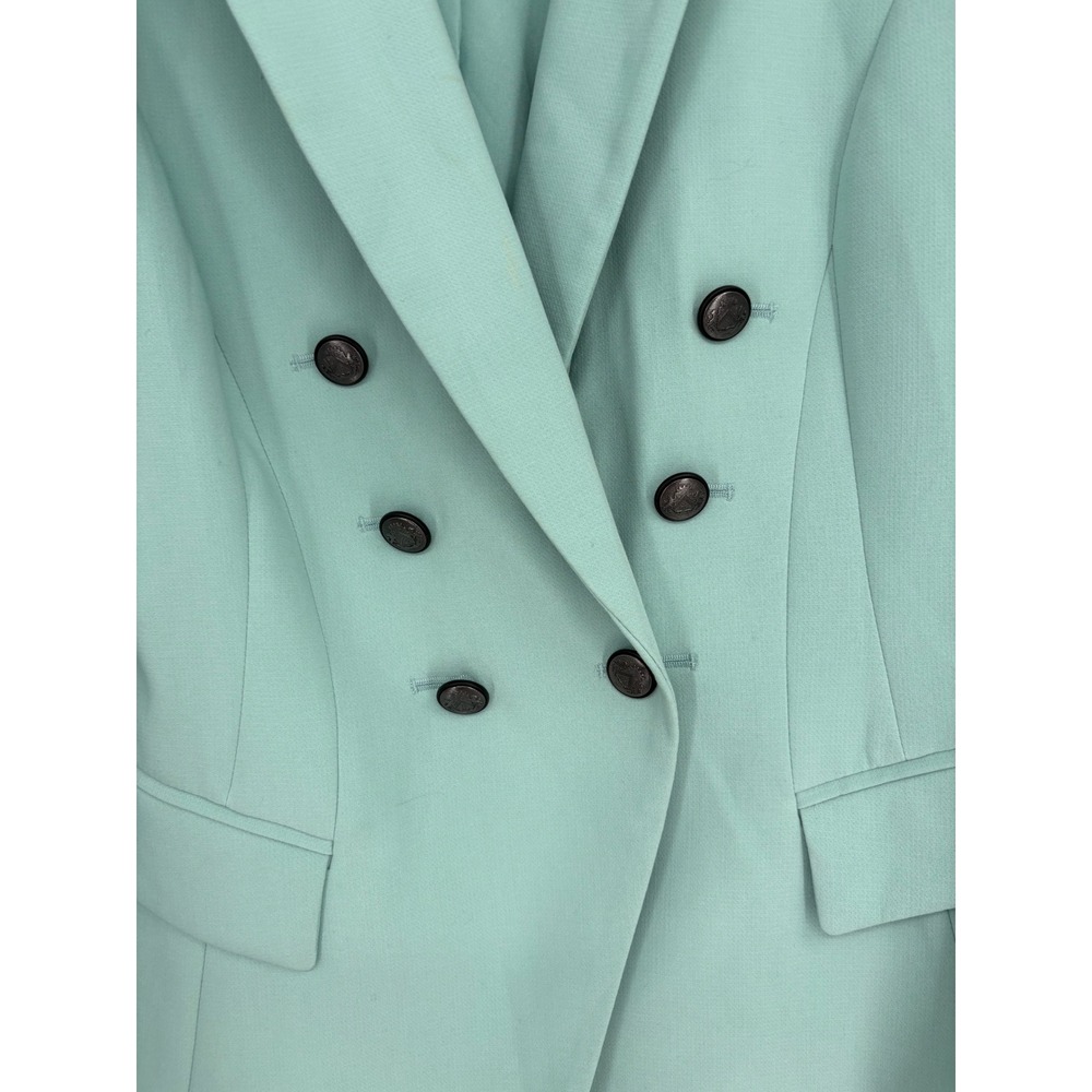 White House Black Market Blazer Womens 6 Green Double Breasted Crest Button Coat - Picture 2 of 10